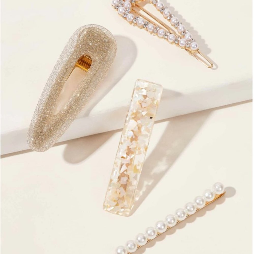 3 for $35 / 4-Piece Rhinestone Imitation Pearl Hai - Picture 2 of 4